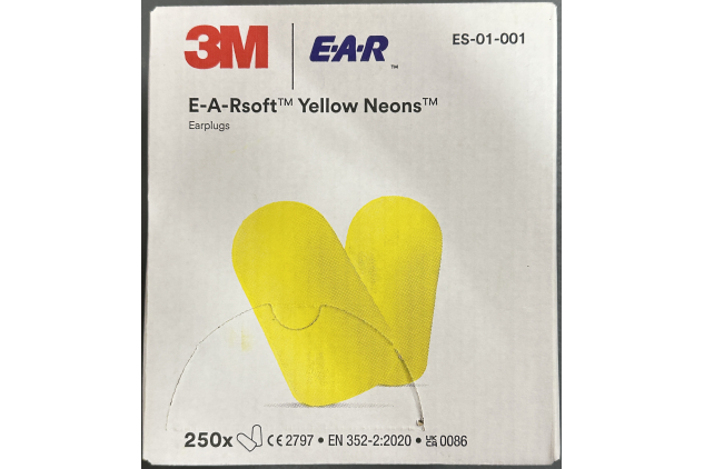 3M E-A-Rsoft Yellow Neons Foam Earplugs | High Noise Reduction | 250 Pairs