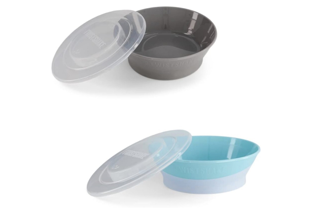 Twistshake Baby Bowl with Airtight Lid | BPA-Free Feeding Bowl with Silicone Base | 2 Pack