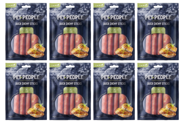Pet People Duck Chewy Sticks Dog Treats – Natural Grain Free Dental Chews – 8 Bags x 100g (Total 800g)