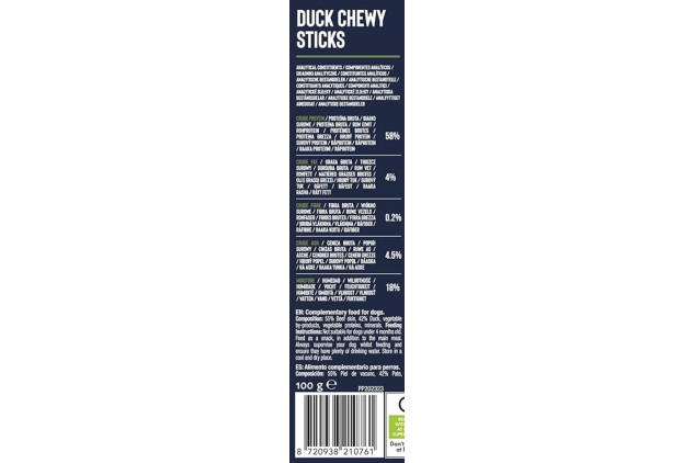 Pet People Duck Chewy Sticks Dog Treats – Natural Grain Free Dental Chews – 8 Bags x 100g (Total 800g)