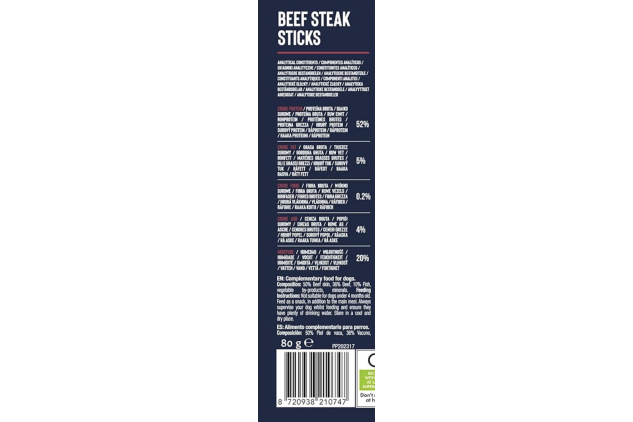 Pet People Beef Steak Sticks Dog Treats – Natural Grain Free Chews | 80g x 12 Packs