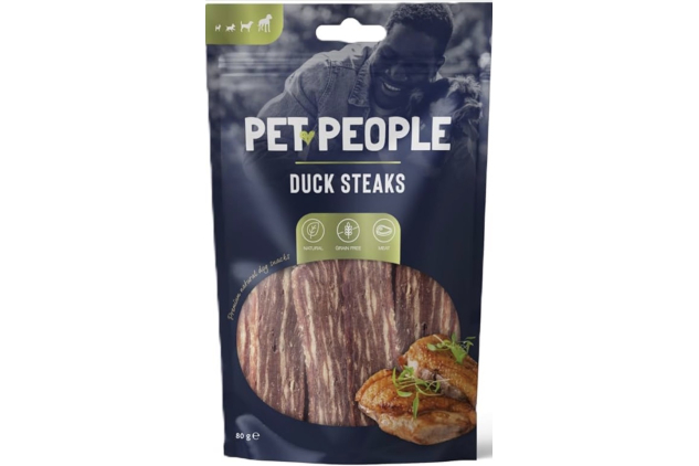 Pet People Duck Steaks Dog Treats | Grain Free Natural Duck Snacks | 80g x 12 Packs