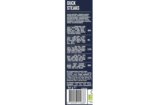 Pet People Duck Steaks Dog Treats | Grain Free Natural Duck Snacks | 80g x 12 Packs