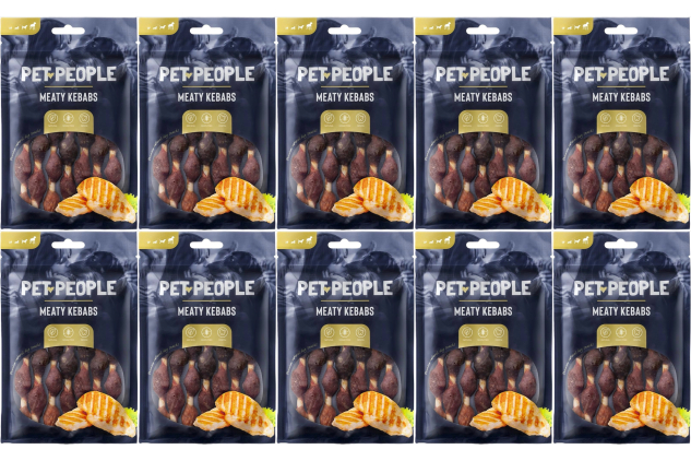 Pet People Meaty Kebabs Dog Treats – Natural Grain Free Dental Chews | 90g x 10 Bags