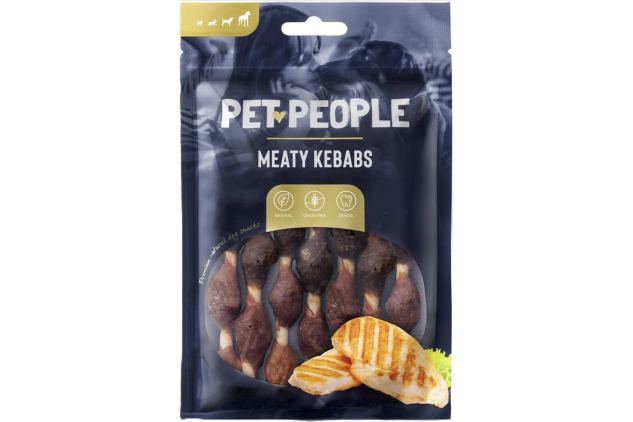 Pet People Meaty Kebabs Dog Treats – Natural Grain Free Dental Chews | 90g x 10 Bags