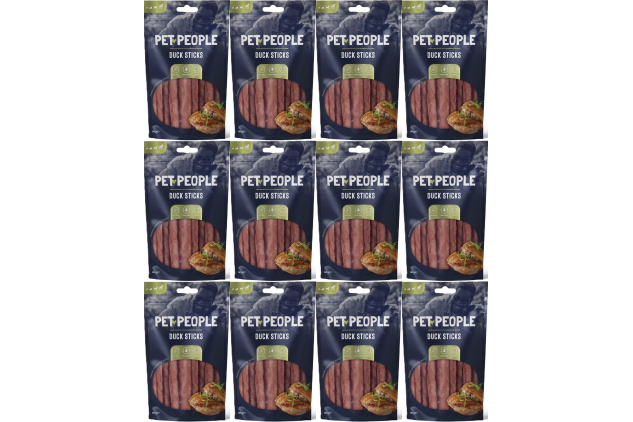 Pet People Duck Sticks – Grain Free Dog Treats – High Protein Dental Chews | 80g (12 Bags)