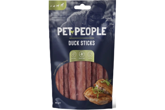 Pet People Duck Sticks – Grain Free Dog Treats – High Protein Dental Chews | 80g (12 Bags)
