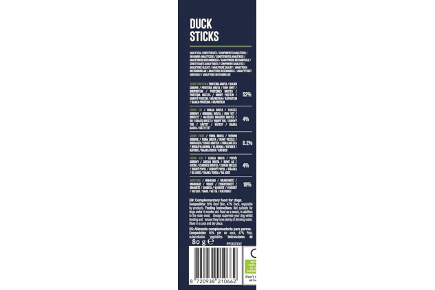 Pet People Duck Sticks – Grain Free Dog Treats – High Protein Dental Chews | 80g (12 Bags)