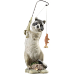 Design Toscano Masked Fisherman Raccoon Statue | Hand-Painted Garden & Home Ornament | 30.5 cm