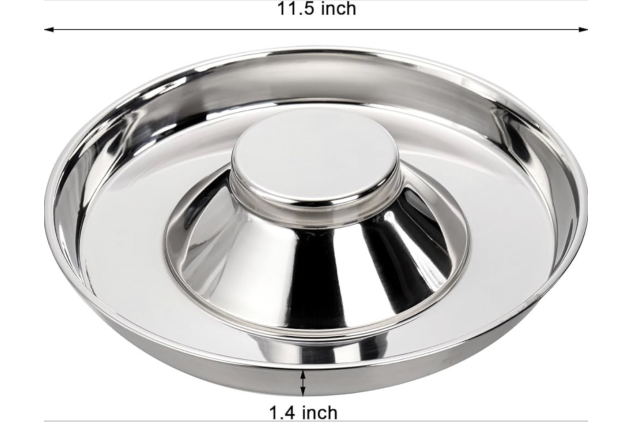 Stainless Steel Puppy Slow Feeder Bowls – 2 Pack | 11.5″ Non-Slip Weaning Bowls for Dogs & Cats