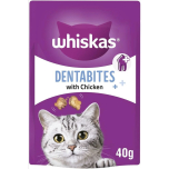 Whiskas Dentabites Cat Treats with Chicken | Dental Care Crunchy Treats | 6 x 40g