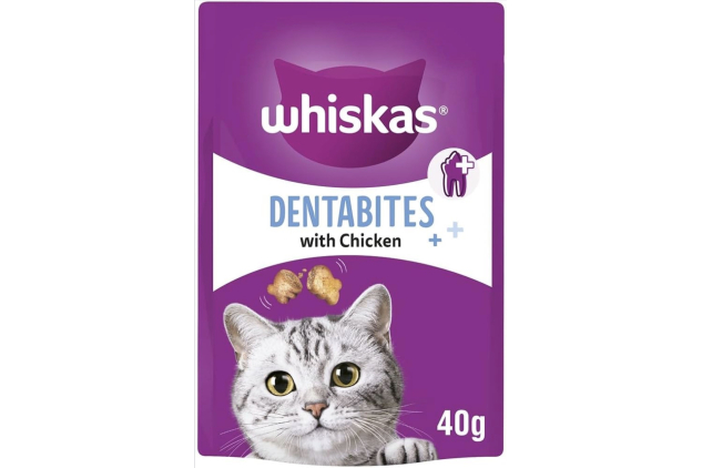 Whiskas Dentabites Cat Treats with Chicken | Dental Care Crunchy Treats | 6 x 40g