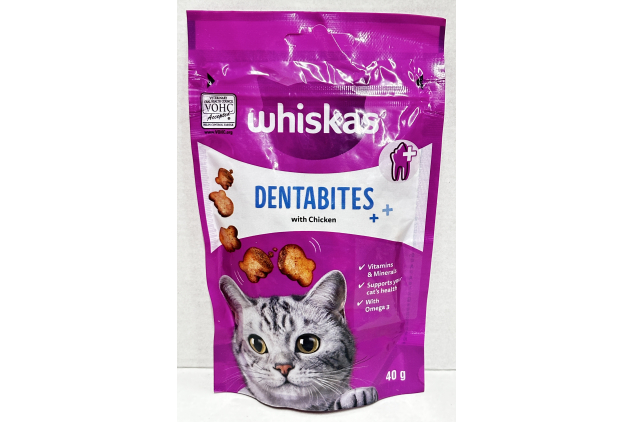 Whiskas Dentabites Cat Treats with Chicken | Dental Care Crunchy Treats | 6 x 40g
