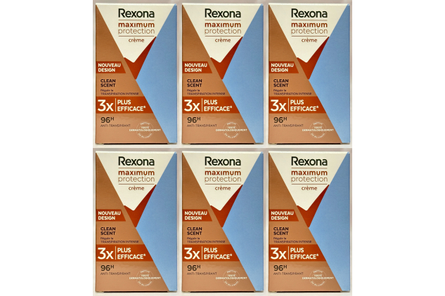 Rexona Sure Women Maximum Protection Cream Anti-Perspirant Body Deodorant Clean Scent 45 ml – Pack of 6