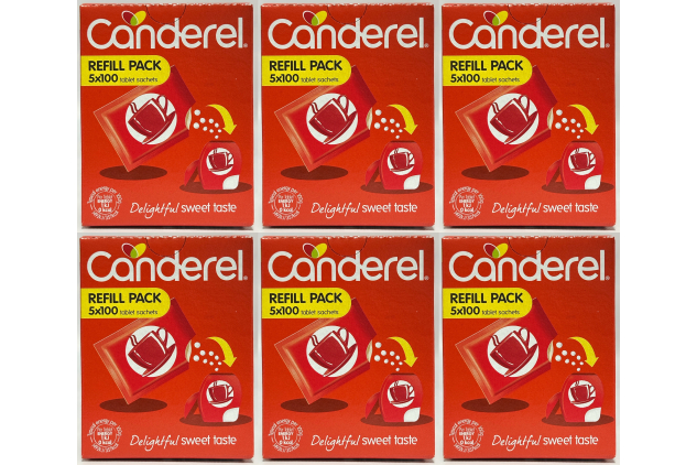 Canderel Sweetener Tablets Refill Pack – Zero Calorie Table-Top Sweetener – 5 x 100 Tablets | Pack of 6 (3,000 Tablets)