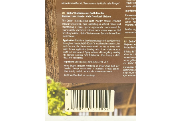 Quiko Diatomaceous Earth Powder for Chickens | Coop Hygiene & Mite Control | 2kg Tub