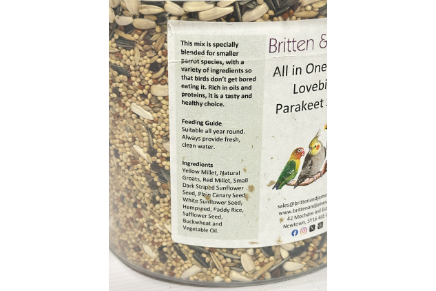 Britten & James All in One Seed Mix for Cockatiels, Lovebirds & Parakeets | 2L Tub (1.6kg)