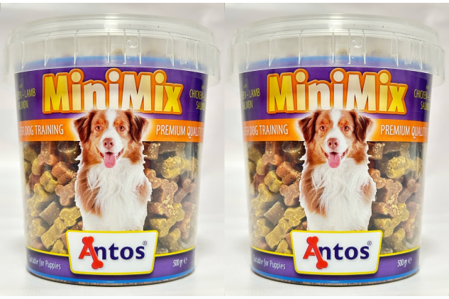 Antos Mini Mix Training Treats for Dogs | Soft Bite Rewards | 2 x 500g Tub (1kg Total)