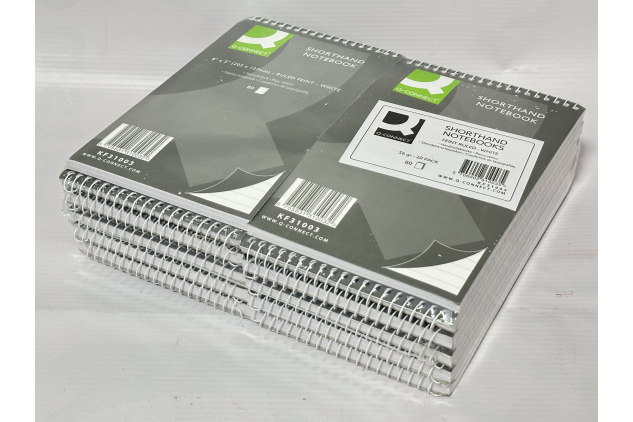 Q-Connect Shorthand Notebook Feint Ruled White | 8 x 5 in | 80 Sheets | Pack of 20