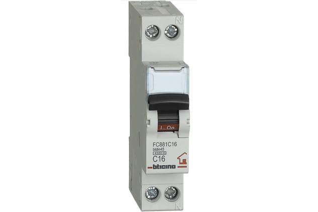 Bticino DIN Rail Circuit Breaker C16 1P+N 4.5kA | FC881C16 | Pack of 4