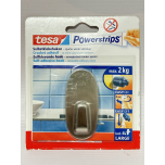 tesa Powerstrips Large Metal Oval Hook | Self-Adhesive Wall Hook | Max 2 kg