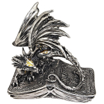 Design Toscano Pendragon Dragon Statue – Silver Chrome Polyresin – 15 cm