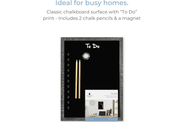Magnetic To Do Chalkboard with Charcoal Frame | 28 x 43 cm