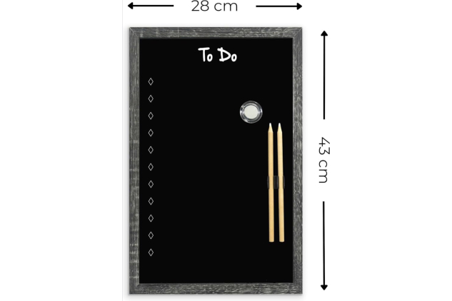 Magnetic To Do Chalkboard with Charcoal Frame | 28 x 43 cm