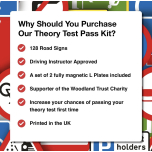 Theory Test Road Signs Flash Cards & Magnetic L Plates | DVSA Based | 128 Cards + 2 Plates