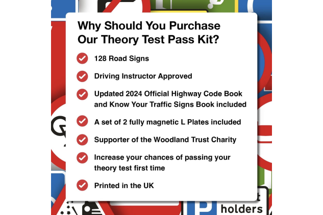 Highway Code 2025 UK + Know Your Traffic Signs 2025 | Flash Cards & L Plates Set