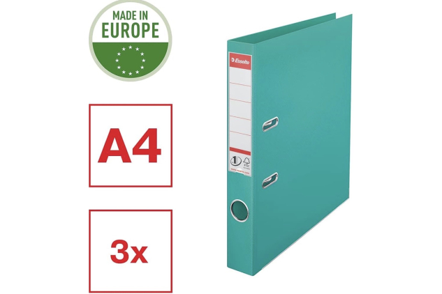 Esselte VIVIDA A4 Lever Arch File | 50mm Spine | Turquoise | 3 Pack