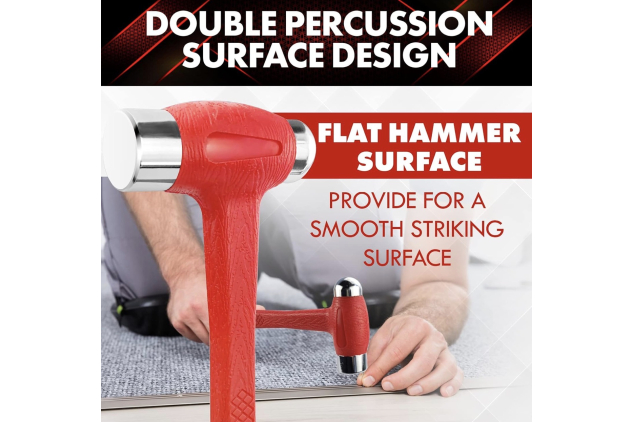 Dead Blow Hammer – Dual Head Ball Peen & Flat Face, Non-Slip Handle | 24oz (1.5lb)