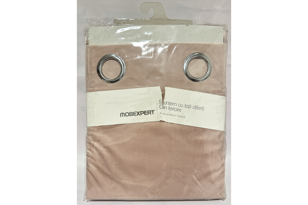 Mobexpert Future Velvet Eyelet Curtains Pink | 145 x 260 cm | Pair