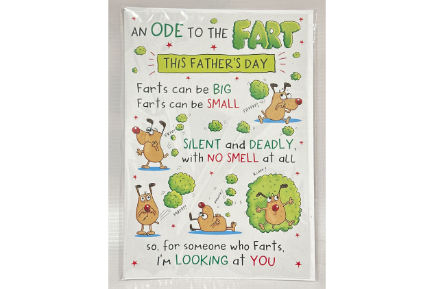 Funny Father’s Day Card Fart Theme Humour 9 x 6 Inches