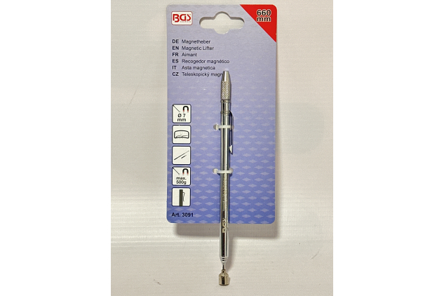 BGS 3091 Magnetic Lifter, 660 mm, Tensile Force 0.5 kg, Extendable, Telescopic Magnetic Lifter, Telescopic Magnet, Magnetic Rod, Magnetic Gripper