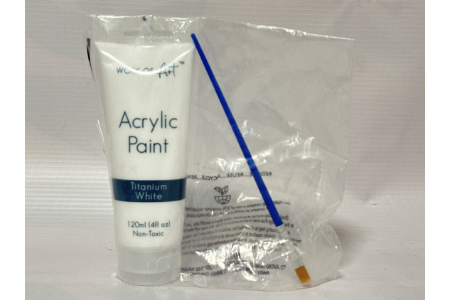 Acrylic Paint 120ml White with Brush Non-Toxic Water Based for Crafts & Art