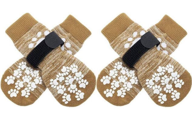 Dog Socks with Grips – Double-Sided Anti-Slip Paw Protection | Size M (4 Pack)