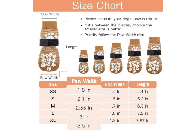 Dog Socks with Grips – Double-Sided Anti-Slip Paw Protection | Size M (4 Pack)