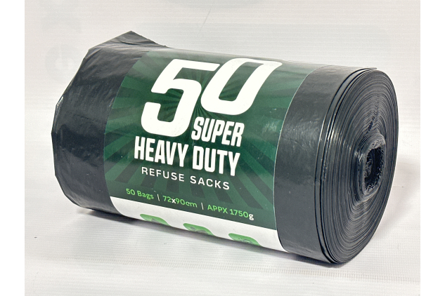 Super Heavy Duty Black Refuse Sacks Bags – 100 Litre | Pack of 50