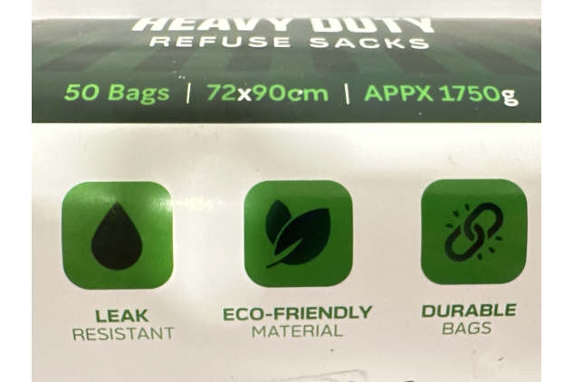 Super Heavy Duty Black Refuse Sacks Bags – 100 Litre | Pack of 50