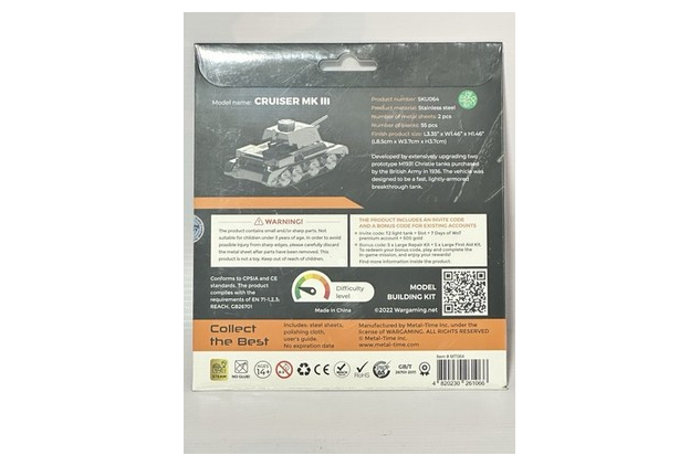Metal Time World of Tanks Cruiser MK III 3D Metal Model Kit 1:72 Scale