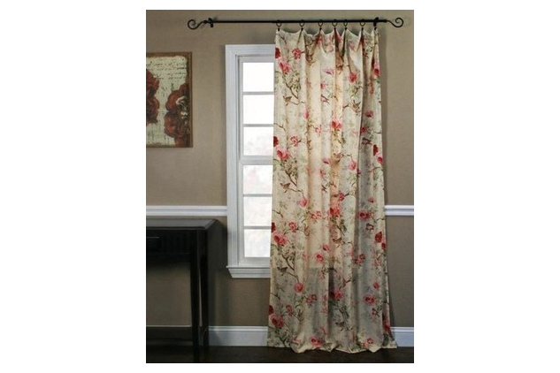 Ellis Curtain Balmoral Floral Curtain Panel Red 48 x 63 Rod Pocket