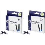 Universal Fountain Pen Ink Cartridges Blue 4cm – 2 Packs of 25 | 50 TOTAL
