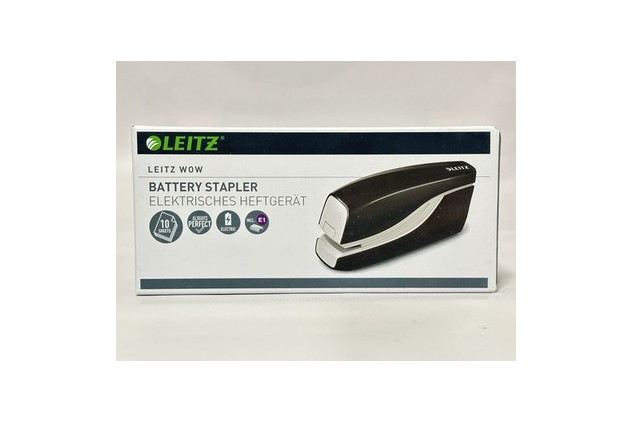 Leitz WOW Electric Stapler 10 Sheet Capacity Battery Powered Black 55661095