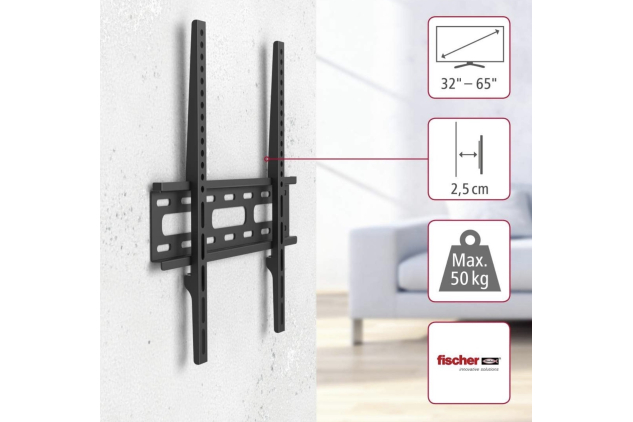 Hama FIX TV Wall Bracket – Fixed Flat Wall Mount for 32–65 Inch TVs | VESA 200×200 to 400×400 | Max 30kg