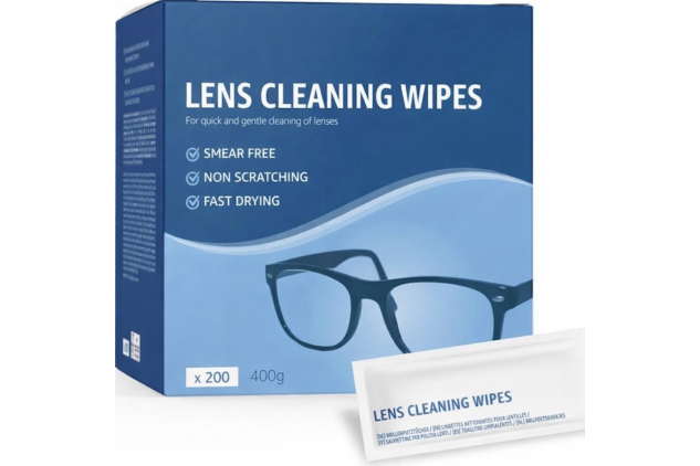 Lens Cleaning Wipes | Individually Wrapped | Smear-Free | 200 Wipes