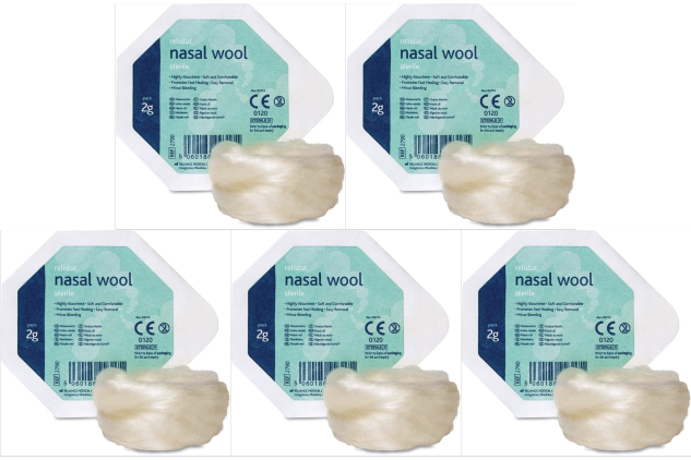 Sterile Nasal Wool | Soft Absorbent Cotton | 2g Pads | Pack of 5