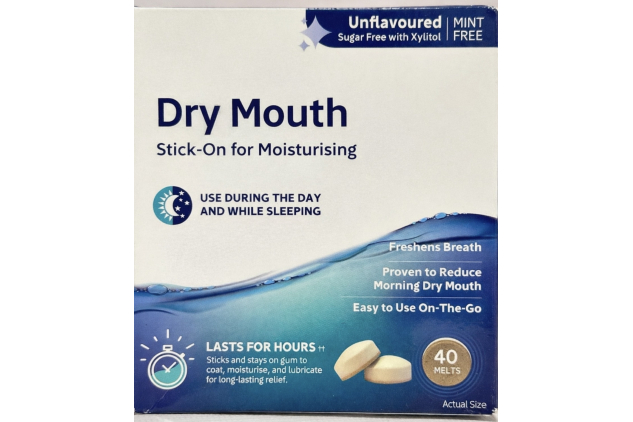 Dry Mouth Stick-On for Moisturising – Day & Night Use | Flavour Free | 40 Count