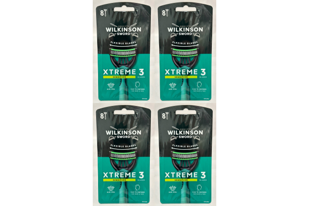 Wilkinson Sword Xtreme 3 Sensitive Disposable Razors | 24 Pack (4 x 8 Razors)