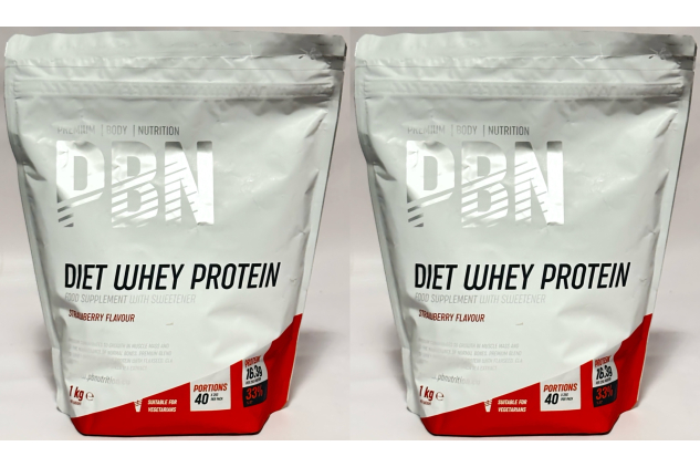 Premium Body Nutrition Diet Whey Protein Powder Strawberry | 2 x 1 kg (80 Servings)